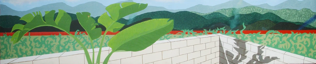 Vista da varanda, apartamento da Rua Fujin, Taipei, 2007, óleo sobre tela