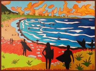 Dulan beach surfers, 2010, óleo sobre tela