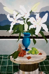 Lírio, lima e lichia, 2004, óleo sobre tela