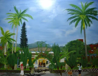 O Café Dulan, fábrica de açúcar Taitung, 2010, óleo sobre tela