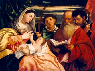 Madonna e Criança com Santos Estevão, Jerónimo e Maurício (óleo sobre tela)