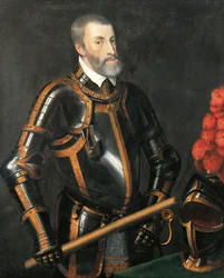 Retrato de Carlos V de Hasburg, Imperador do Sacro Império Romano, de Ticiano, pintura