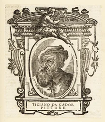 Retrato de Ticiano, pintor italiano durante a Renascença, nascido em Pieve di Cadore, cerca de 1488-1576