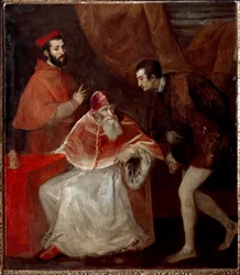 O Papa Paulo III e seus netos (Alessandro e Ottavio Farnese)