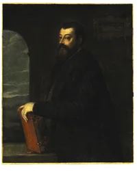 Retrato de Gabriele Giolito de &39;Ferrari (c.1508-78), três quartos de comprimento
