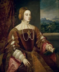 Retrato da imperatriz Isabel de Portugal (1503-1539). Pintura de Tiziano Vecellio, chamado Ticiano (1485-1576), 1548. 1,17 x 0,98 m, Madrid, Museu do Prado