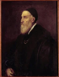 Auto-retrato. Pintura de Tiziano Vecellio chamada O Ticiano (1485-1576)