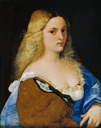 Violante - Ticiano (1488-1576). Óleo sobre madeira, cerca de 1515. Dimensão : 64,5x50,8 cm. Museu de História de Arte, Vienne