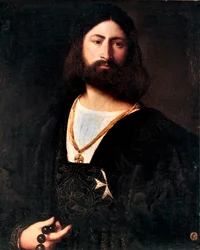 Retrato de um Cavaleiro de Malta Pintura de Tiziano Vecellio chamado Ticiano