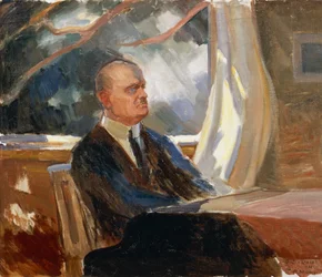 Retrato do compositor e violinista finlandês Jean Sibelius (Hameenlinna