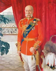 O imperador Francisco José I no uniforme de gala de um marechal de campo britânico