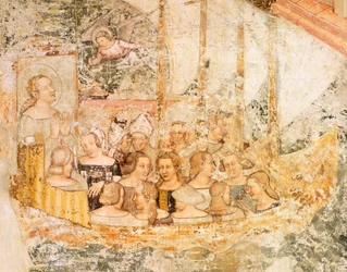 Navegando em direção a Roma, detalhe de Histórias de Santa Úrsula, de Tommaso da Modena (1326-1379), afresco, detalhe, Igreja de Santa Caterina, Treviso