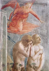 Detalhe de Adão e Eva Banidos do Paraíso, c.1427 (fresco) (detalhe de 30029)