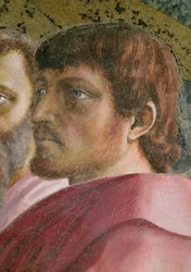 Tributo dinheiro cabeça de um apóstolo - detalhe de 31642 c. 1427 afresco