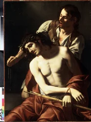 Cristo coroado com espinhos. Pintura por Tommaso Salini (ca. 1575-1625). Óleo sobre tela