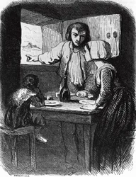 Ilustração para La Mare au Diable, romance de George Sand (1804-1876), gravura de Henri Delaville (activo em meados do século XIX) após desenho de Tony Johannot (1803-1852)