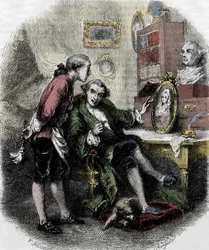 Ilustração de "Journey around my room" (1794) de Xavier de Maistre. Ilustração de Tony Johannot