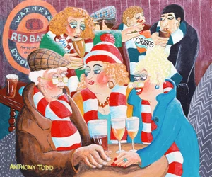 O tio Albert e as meninas encontram-se no "Butchers Arms" para uma bebida rápida antes do jogo.