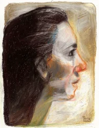 Perfil de uma mulher expressiva