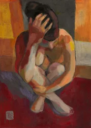 Figura nua pensativa