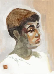 Retrato de perfil pensativo