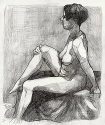 Esboço de uma figura nua sentada