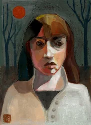 Mulher Sob o Sol Vermelho