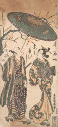 O ator Nakamura Kumetaro I como um Oiran, ca. 1756.