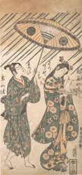 Os Actores Nakamura Tomijiro no Papel de Ono no Komachi e Sanogawa Ichimatsu em t..., ca. 1756.