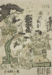 Anúncio do drama Haru no Akebono Kuruwa Soga, no Teatro Ichimura