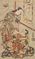 Actores Kabuki Nakamura Gentaro e Ikushima Shingoro, ca. 1710., ca. 1710.