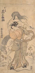 O ator Onoe Matsusuke no papel da famosa mulher forte Okane, provavelmente 1765., provavelmente 1765