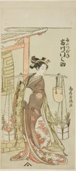 O ator Ichikawa Monnosuke II como a Senhora do Gancho de Cabelo (Ichikawa Monnosuke Kogai no Tsubone)