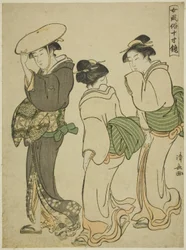A Woman and Two Maids, da série "A Mirror of Feminine Manners (Onna fuzoku masu kagami)"