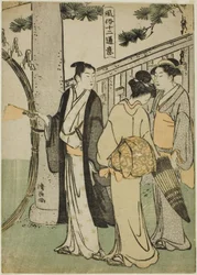 Uma visita a um santuário, da série "Doze Cenas de Costumes Populares (Fuzoku juni tsui)"