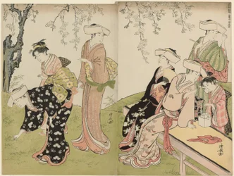 Um passeio na primavera, da série A Brocade of Eastern Manners (Fuzoku azuma no nishiki)
