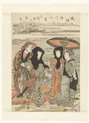 Neve nocturna em Sangendo
Sangendo no bosetsu (título sobre o objecto)
Oito rostos com costumes e práticas em Fukagawa (título da série)
Fuzoku Fukagawa hakkei (título da série sobre o objecto)