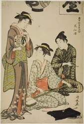 Refrescando-se em Nakasu (Nakasu no suzumi), da série "A Collection of Contemporary Beauties of the Pleasure Quarters (Tosei yuri bijin awase)"
