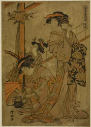 Manhã de Iris, da série "Five Festivals in the Pleasure Quarters (Hanakuruwa gosechi no asobi)"