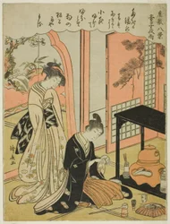 Night Rain of the Tea Stand, da série "Eight Scenes of the Parlor (Zashiki hakkei)"