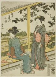 Casa de chá com vista para campos de arroz, da série "Dez recintos do Templo Kinryuzan em Asakusa (Asakusa Kinruzan jikkei)"