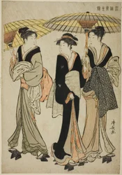 Under Umbrellas in a Shower, da série "A Brocade of Eastern Manners (Fuzoku Azuma no nishiki)"