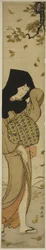 Mulher com Capuz Negro em Folhas Levadas pelo Vento, da série "Doze Cenas de Costumes Populares (Fuzoku juni tsui)"