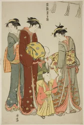 Young Boy vestindo Hakama pela primeira vez, da série "A Brocade of Eastern Manners (Fuzoku Azuma no nishiki)"