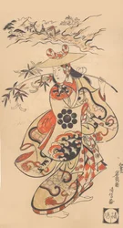 Ator Sawamura Kodenji como uma mulher na época do Festival Tanabata, 1698.