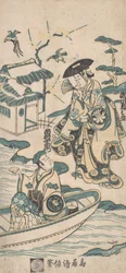 Cena de um Drama, provavelmente Musume Dojoji, ca. 1744.