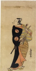 Ator Ichimura Takenoj IV como a página Kichisabur , 1718 (impressão em xilogravura colorida à mão)