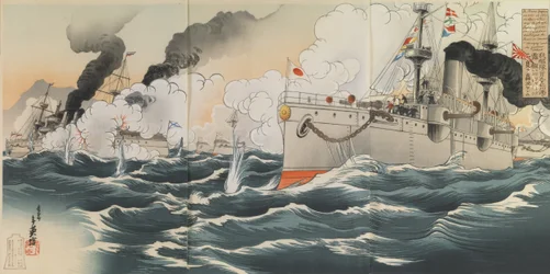Grande vitória: A nossa frota afundou dois navios russos, o Varyag e o Korietz, a 9 de fevereiro