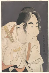 Bandō Mitsugorō II como Ishii Genzō na peça "Hana-ayame Bunroku Soga", c.1794 (xilogravura a cores)