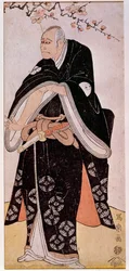 Representação do actor Arashi Toyozo por volta de 1794. Impressão japonesa de Sharaku Toshusai (ativo 1794 - 1795). Paris, Museu Guimet, Museu Nacional de Artes Asiáticas